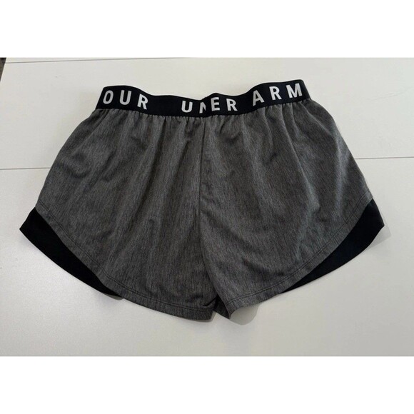 Under Armour Play Up Twist 3.0 Shorts Womens 1X Plus Loose Fit Gray Black UA Gym - Picture 6 of 11